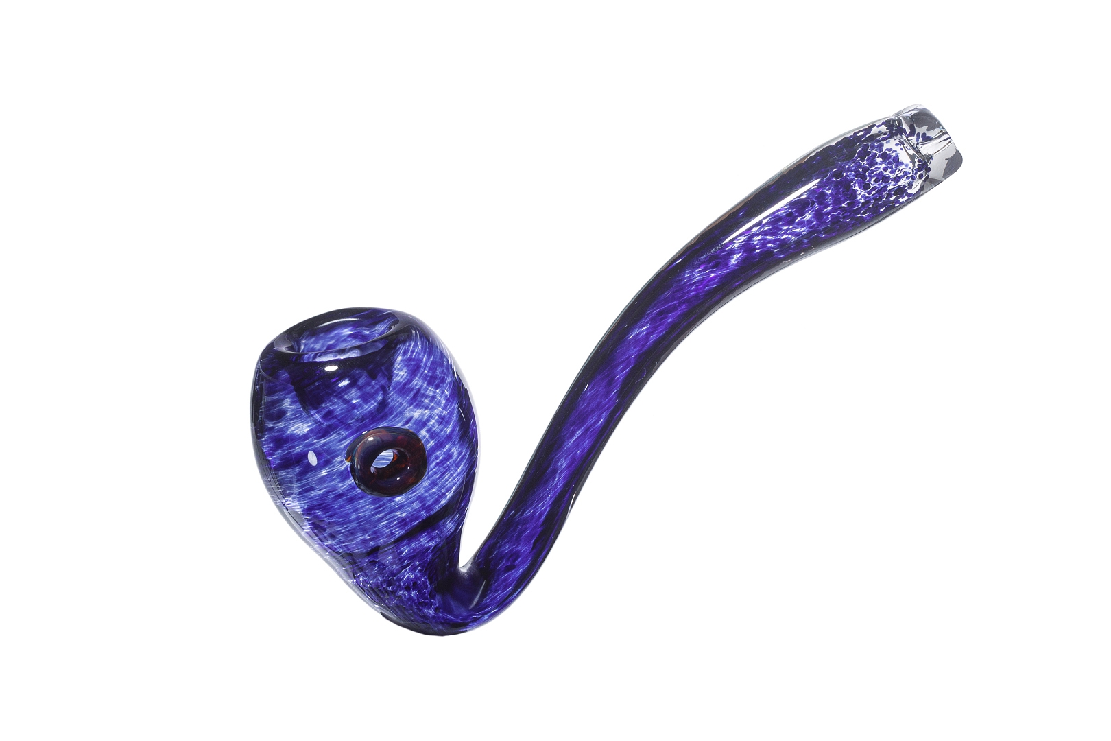 6 in Handmade Navy Blue Hammer Bubbler Sherlock Tobacco Smoking Bowl Glass Pipes