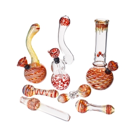 Red Party Glass Bongs and Pipes Set