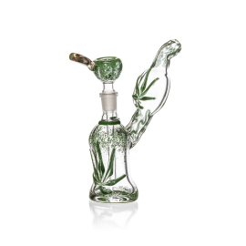 Green Glass on Glass Weed Bubbler